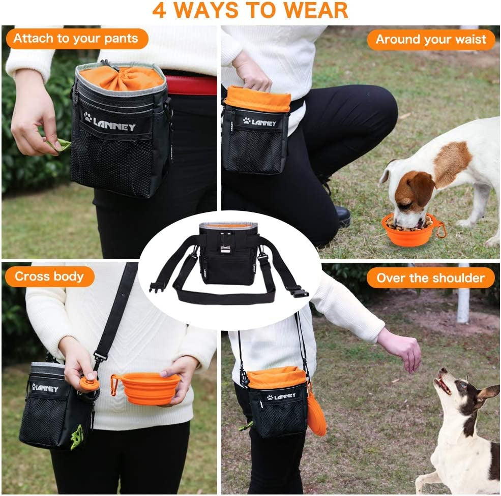 Premium Dog Treat Pouch – Training Bag for Snacks & Toys with Metal Clip and Poop Bag Dispenser