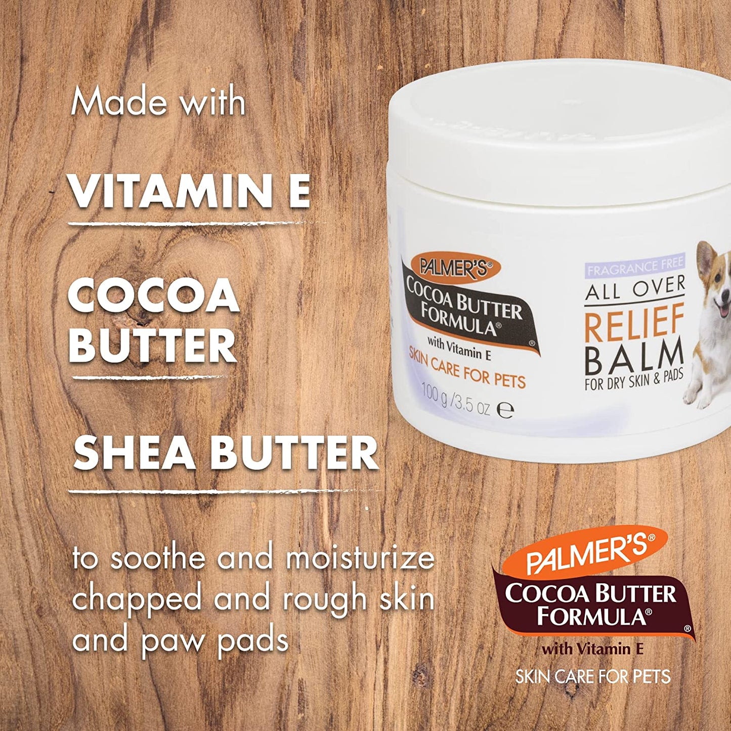  Cocoa Butter Fragrance-Free Relief Balm for Dogs – Skin Soother & Paw Balm for Dry Skin & Pads with Vitamin E 