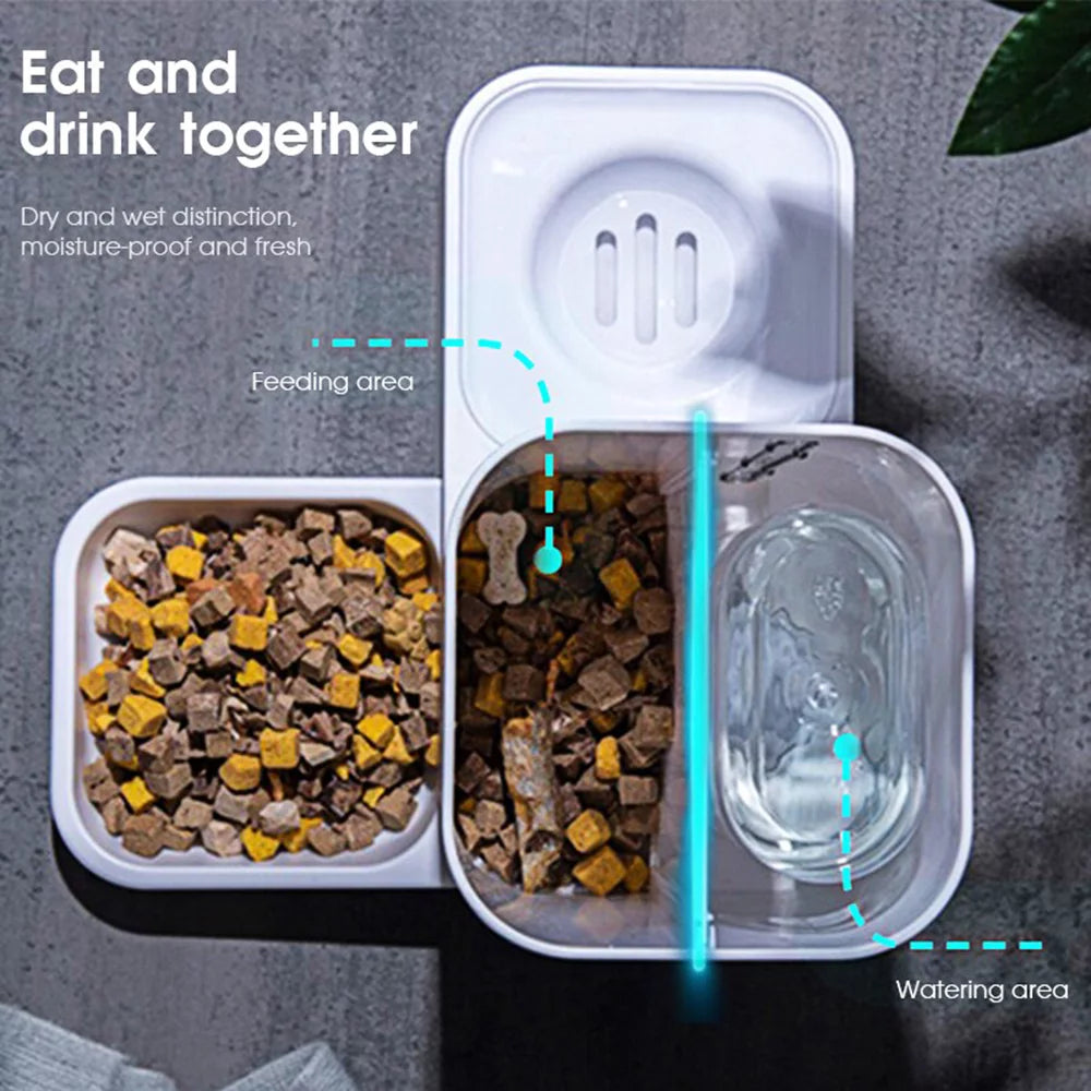 2 in 1 Automatic Auto Cat/Dog Food Feeder Dispenser Set, Gravity Water Bowl