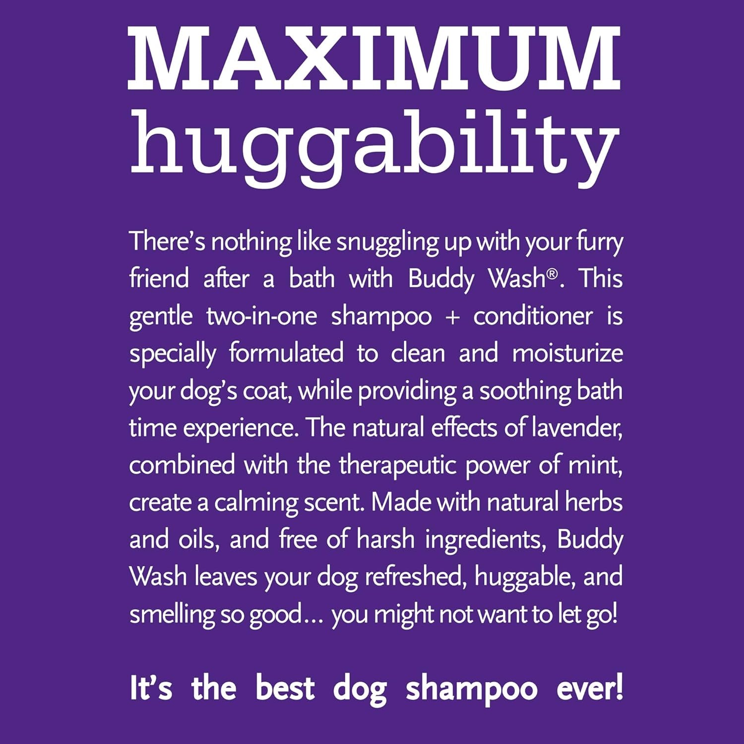 Buddy Wash 2-In-1 Dog Shampoo and Conditioner for Dog Grooming, Lavender & Mint, 1 Gal. Bottle