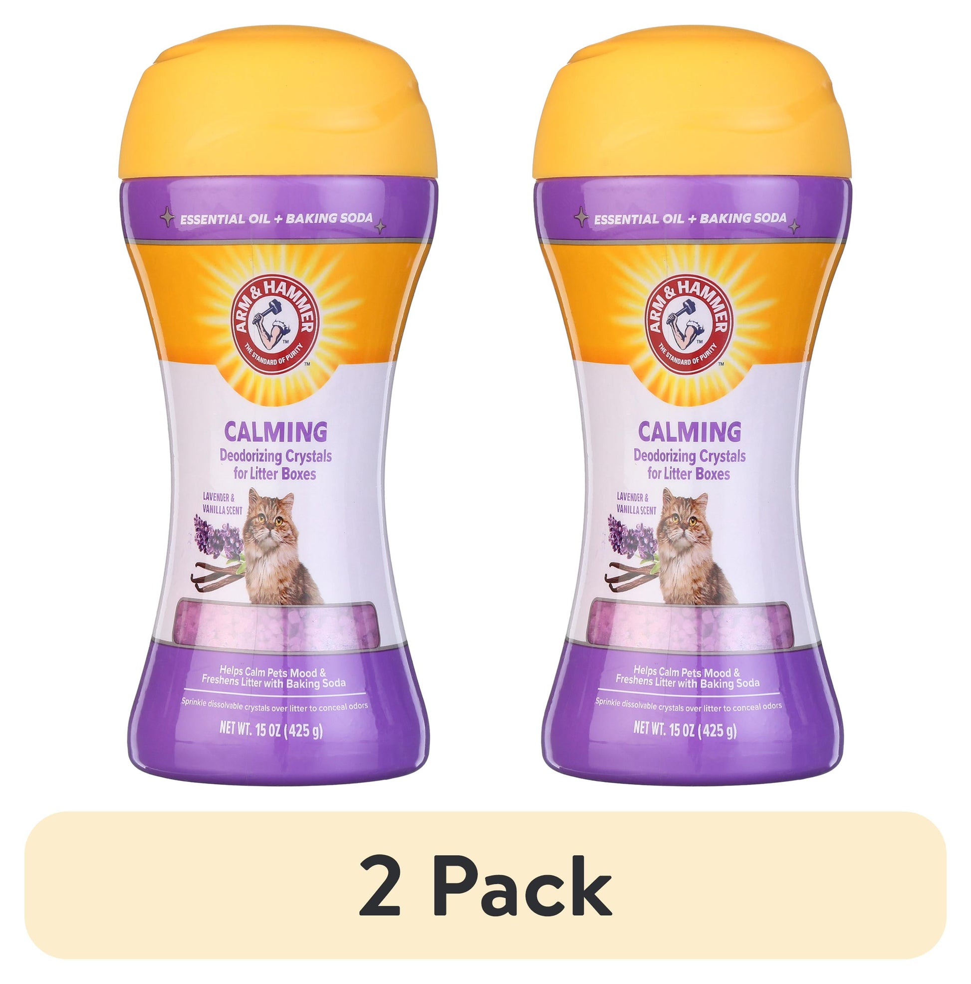 (2 Pack)  Deodorizing Cat Litter Crystals, Lavender & Vanilla Scent 15 Oz