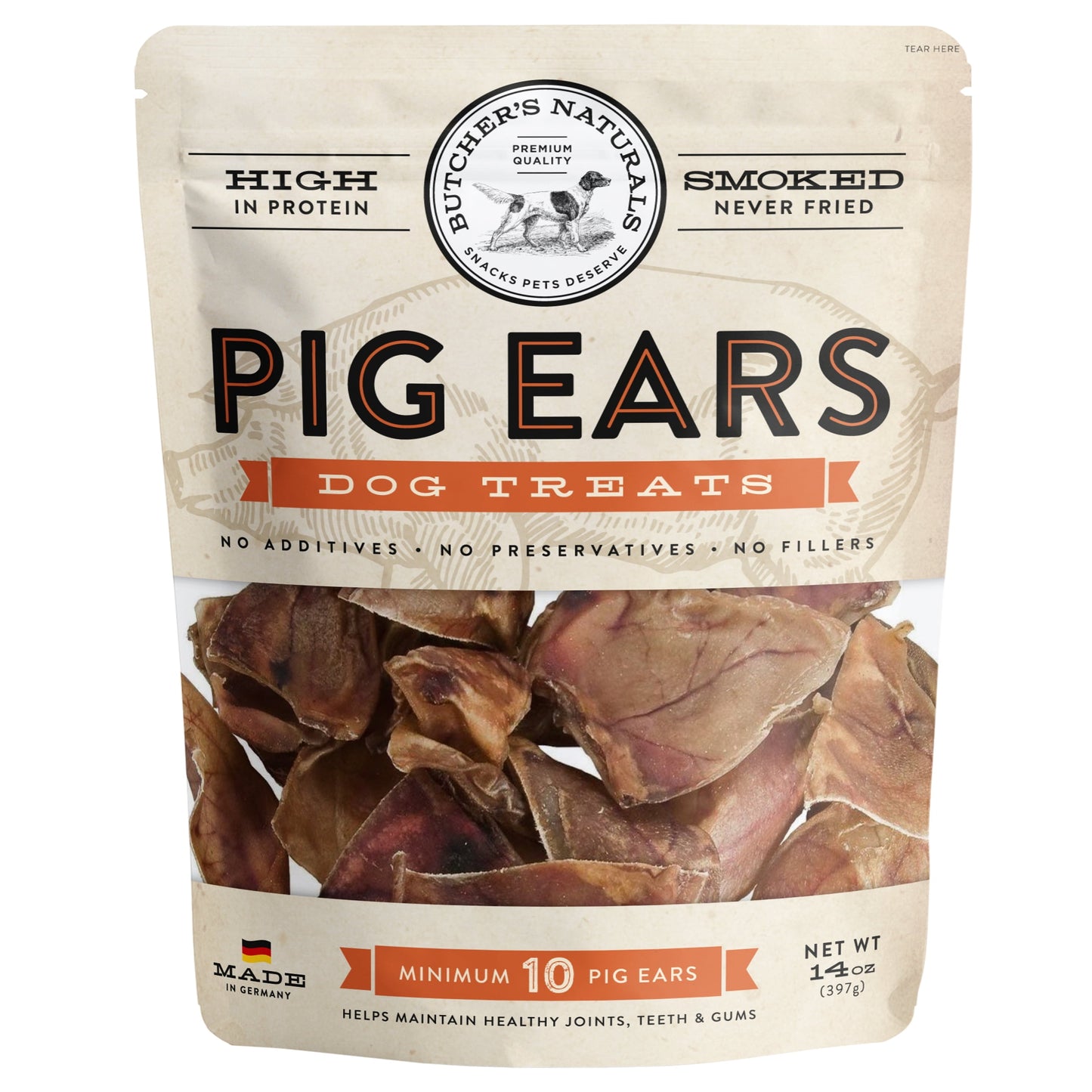 Butcher’S Naturals Pig Ears Treats for Dogs, 10 Pieces