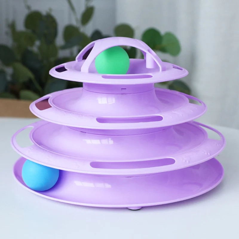 3/4 Levels Interactive Cat Toy Tower – Intelligence Training Amusement Plate for Cats