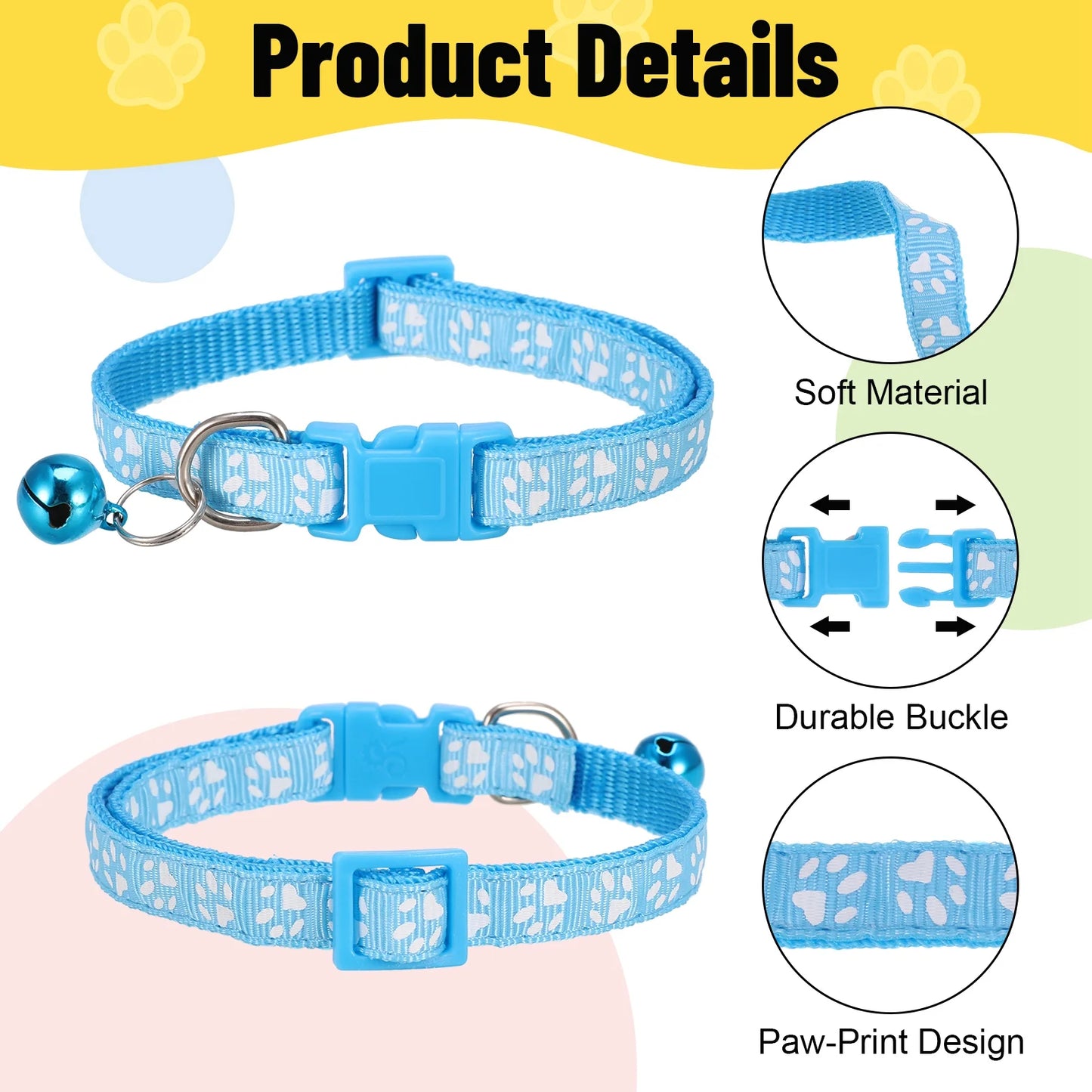 18 Pcs Adjustable Cat Collars | Breakaway Cat Collars with Bell | Soft Nylon -Assorted Colors