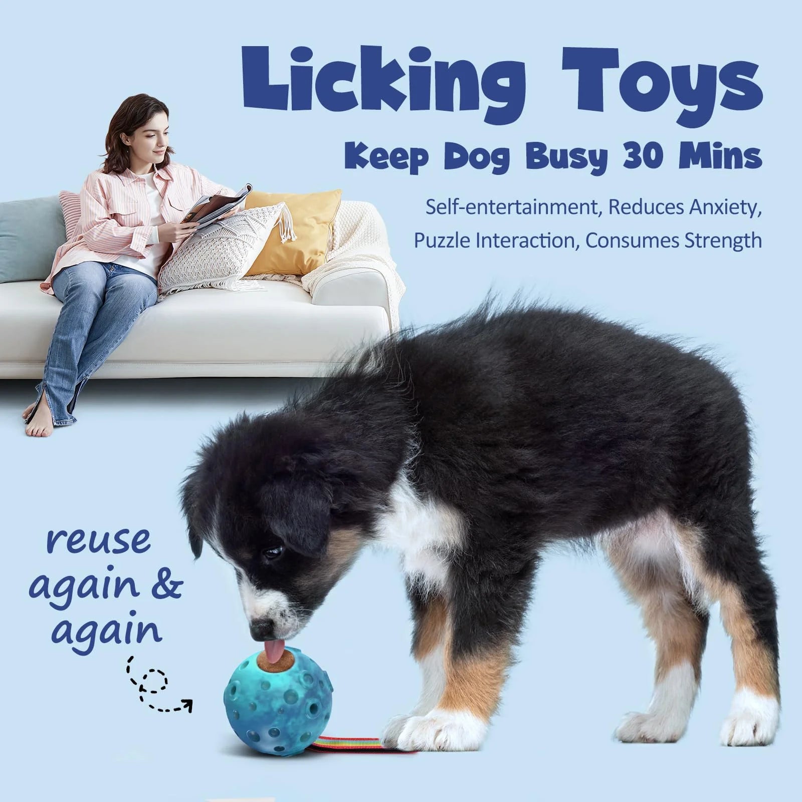 Interactive Treat Dispensing Dog Toy – Large Chew Toy, Freezable & Fillable Rubber Puzzle Toy to Reduce Anxiety, Easy to Clean