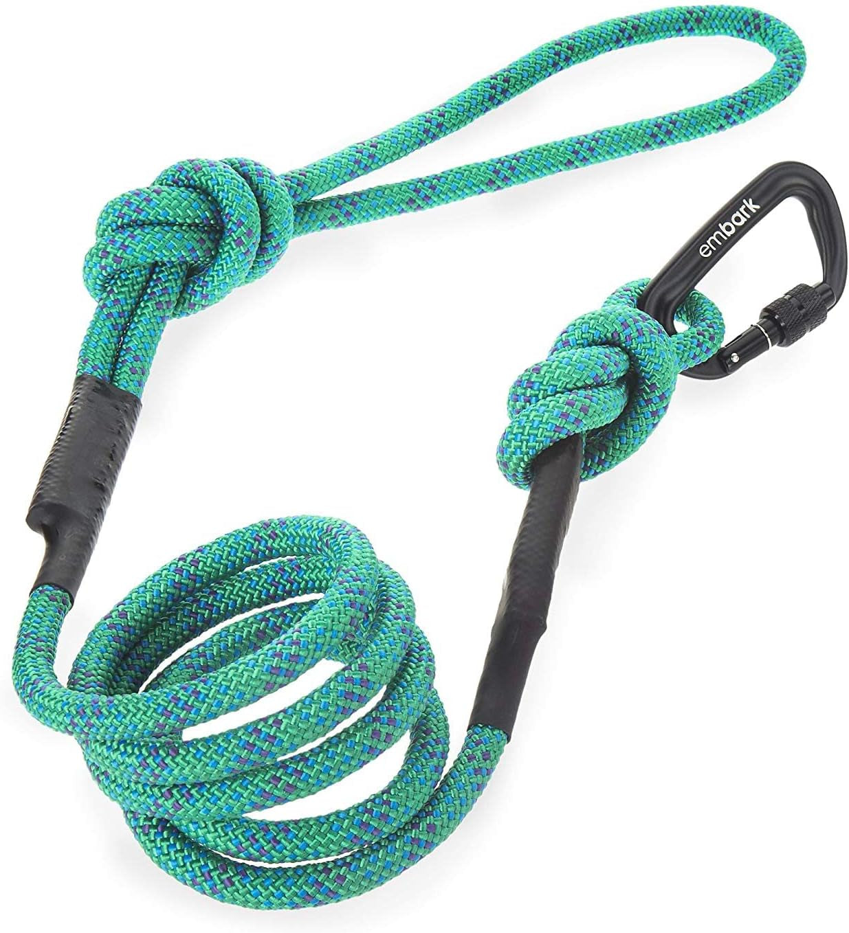 Sierra Mountain Climbing Dog Leash – 6 Ft Thick Rope Leash with Carabiner & Soft Padded Handle. Durable Turquoise Leash for Large, Medium & Small Dogs