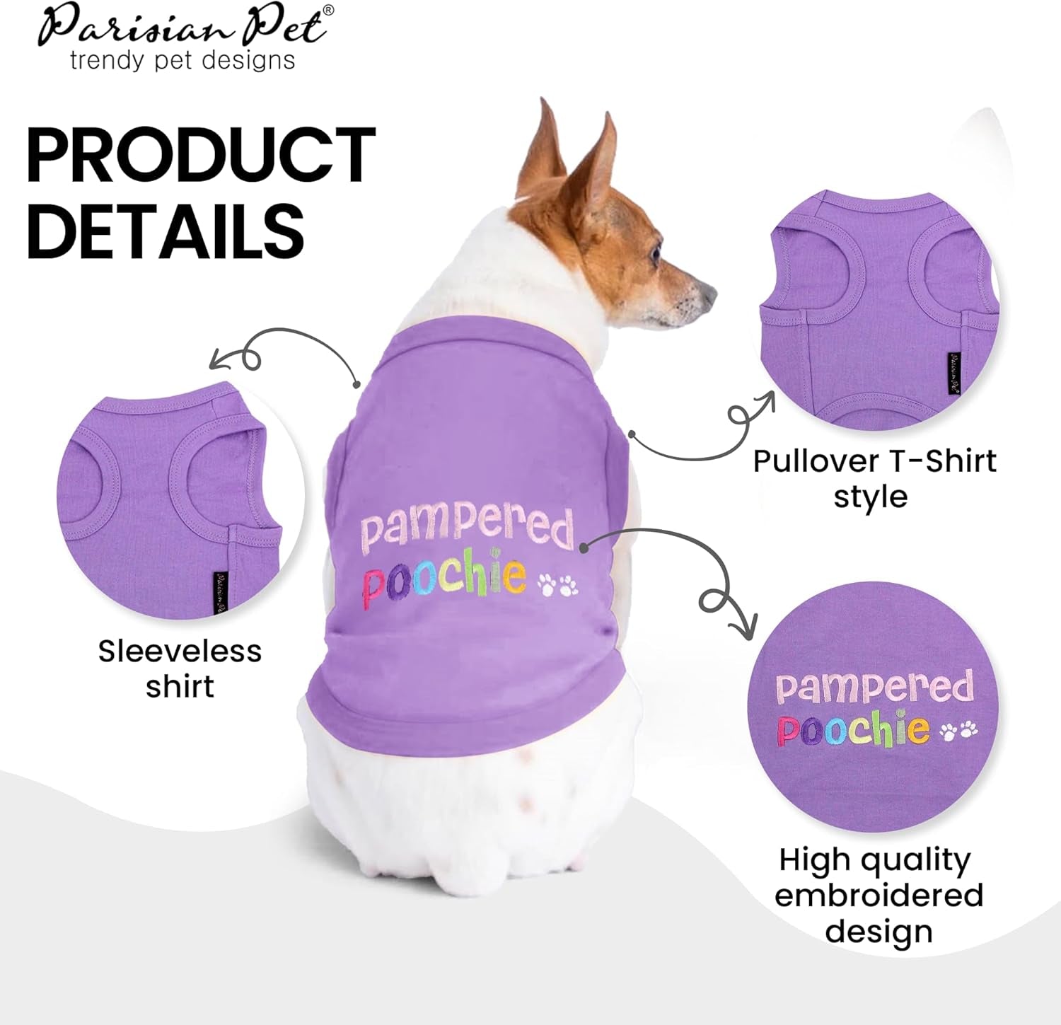 Pampered Poochie Embroidered Pet T-Shirt – XL Tee for Stylish Dogs & Cats! Comfortable, Cute, and Trendy