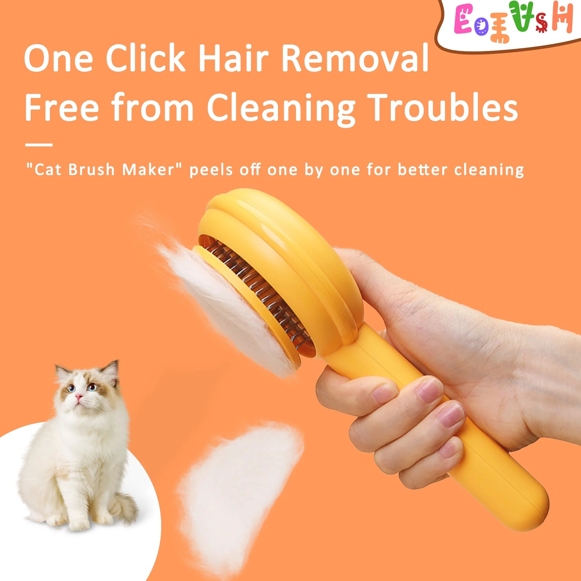 Massage & Groom: Resin-Protected Self-Cleaning Brush for Indoor Cats