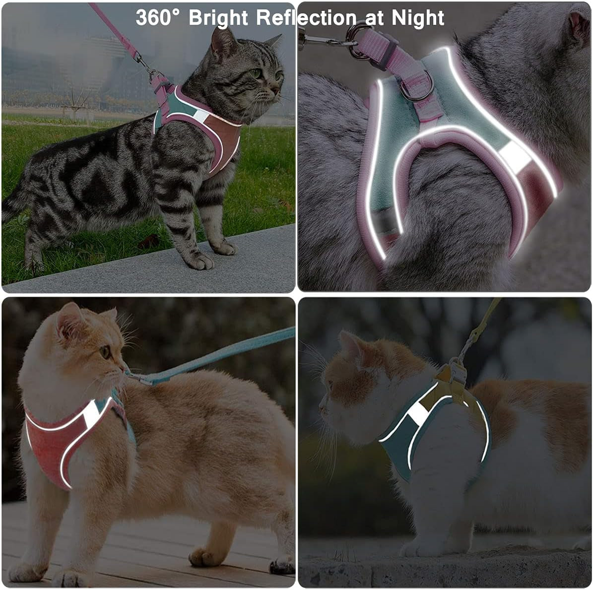 scape-Proof Cat Harness, Leash, and Collar Set | Reflective Vest Harness for Safe Walks