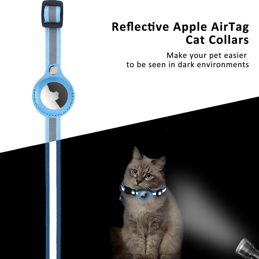 Shine Bright: Customizable Reflective Air Tag Collars for Cats