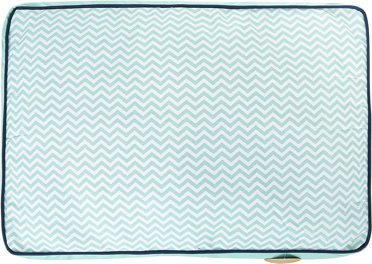 Now House for Pets by Jonathan Adler – Teal Chevron Cushion Dog Bed for Medium Dogs | Washable & Stylish Design