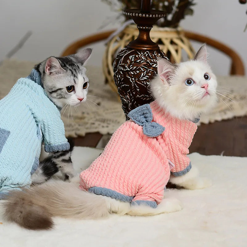 Winter Warm Soft Apparel  for Cats - Cozy Pullover Pajamas for Kittens and Cats 