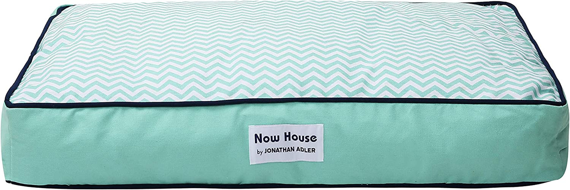 Now House for Pets by Jonathan Adler – Teal Chevron Cushion Dog Bed for Medium Dogs | Washable & Stylish Design