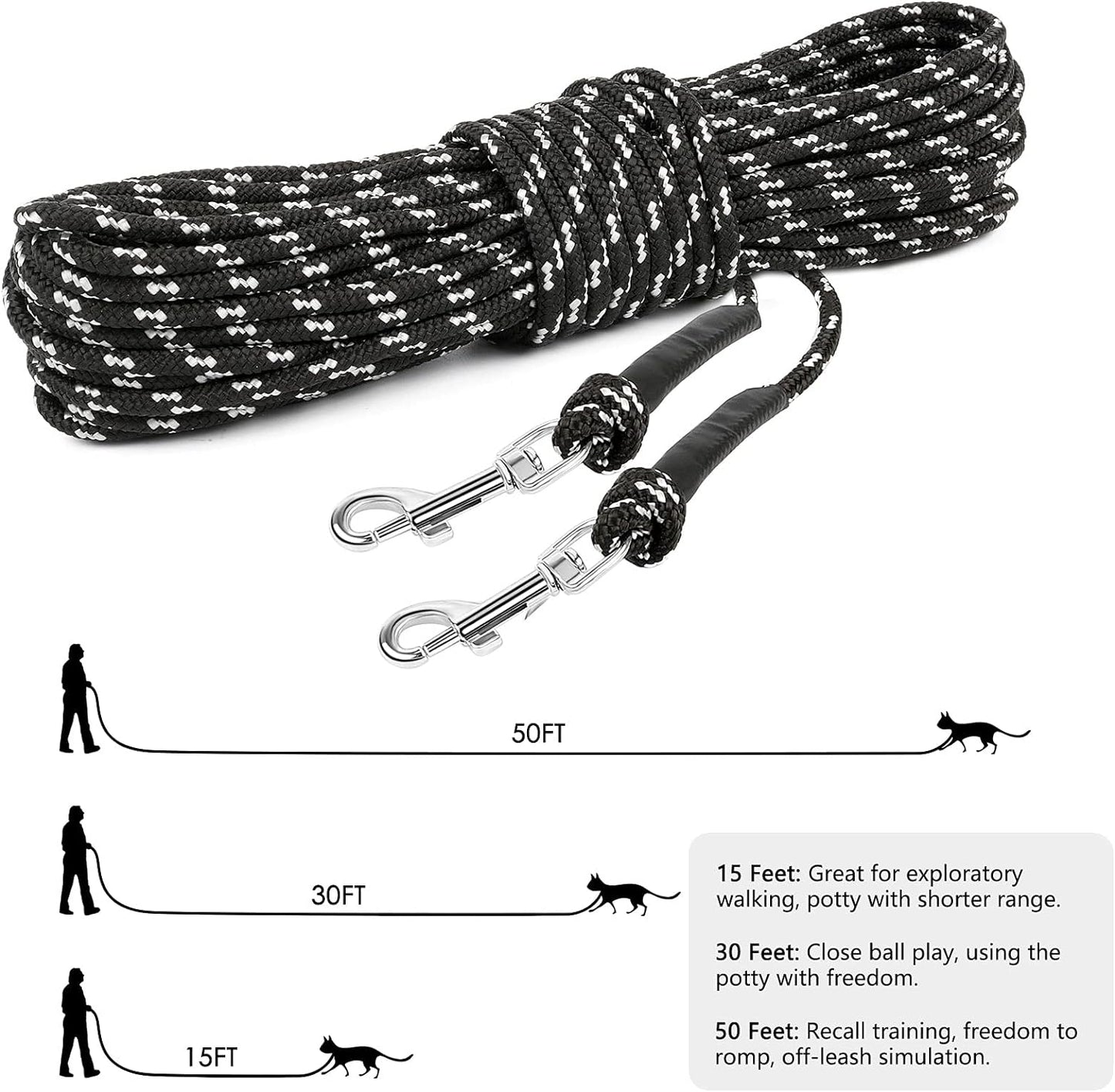 Reflective Cat Long Leash - 15 FT Escape-Proof Walking Lead | Durable & Safe Extender Leash