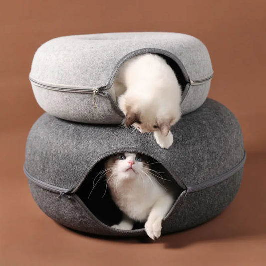 Luxury Wool Felt Cat Bed Tunnel – The Ultimate Interactive Pet Playground