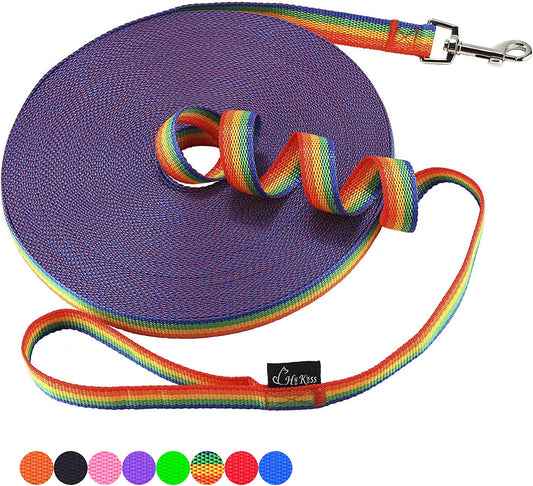 Dog/Puppy Obedience Training Lead – 50ft Rainbow Leash for Agility, Play, Camping, and Backyard Fun