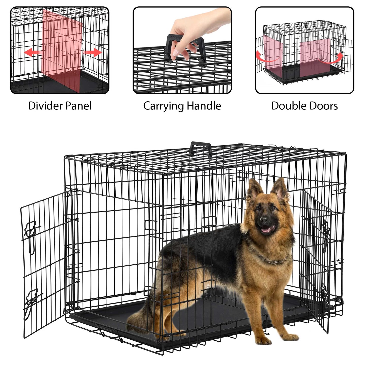 42-Inch Dog Crate - Large Folding Dog Kennel