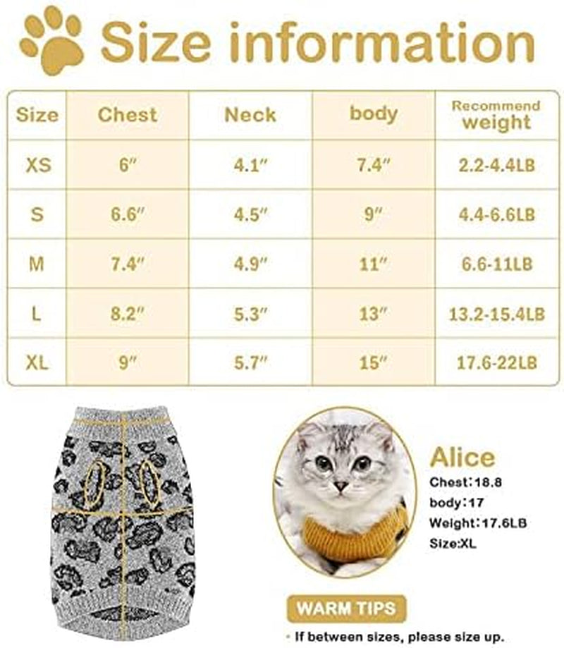 Cat Sweater Leopard Soft & Warm for Indoor and Outdoor Use(Yellow, Large)