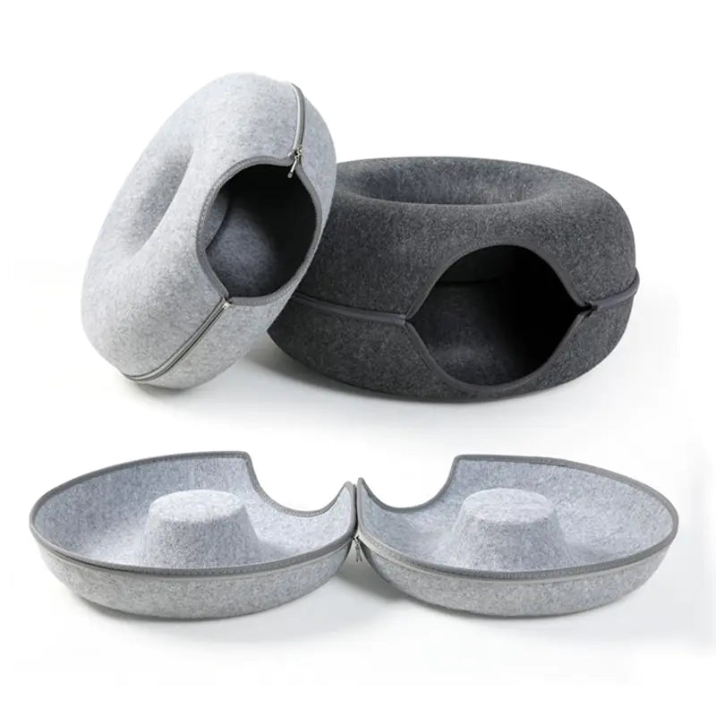 Luxury Wool Felt Cat Bed Tunnel – The Ultimate Interactive Pet Playground