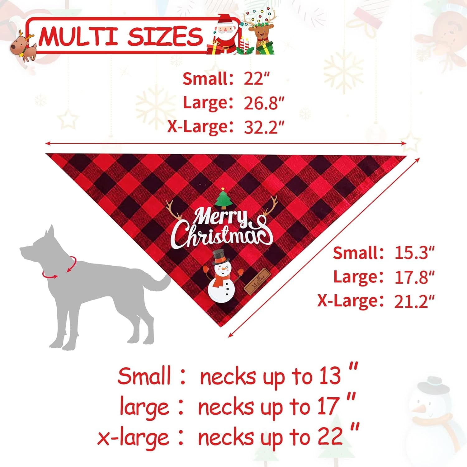 2 Pack Christmas Dog Bandana