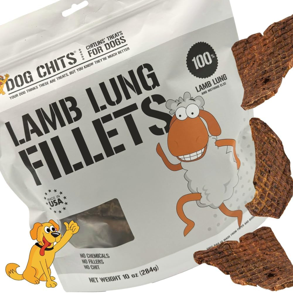 Lamb Lung Fillets Dog and Puppy Treats - Made in USA - Easy to Break - Slices - Random Shape - All Natural - Great for Training - High Protein - Low Fat - Large 10 Oz. Bag