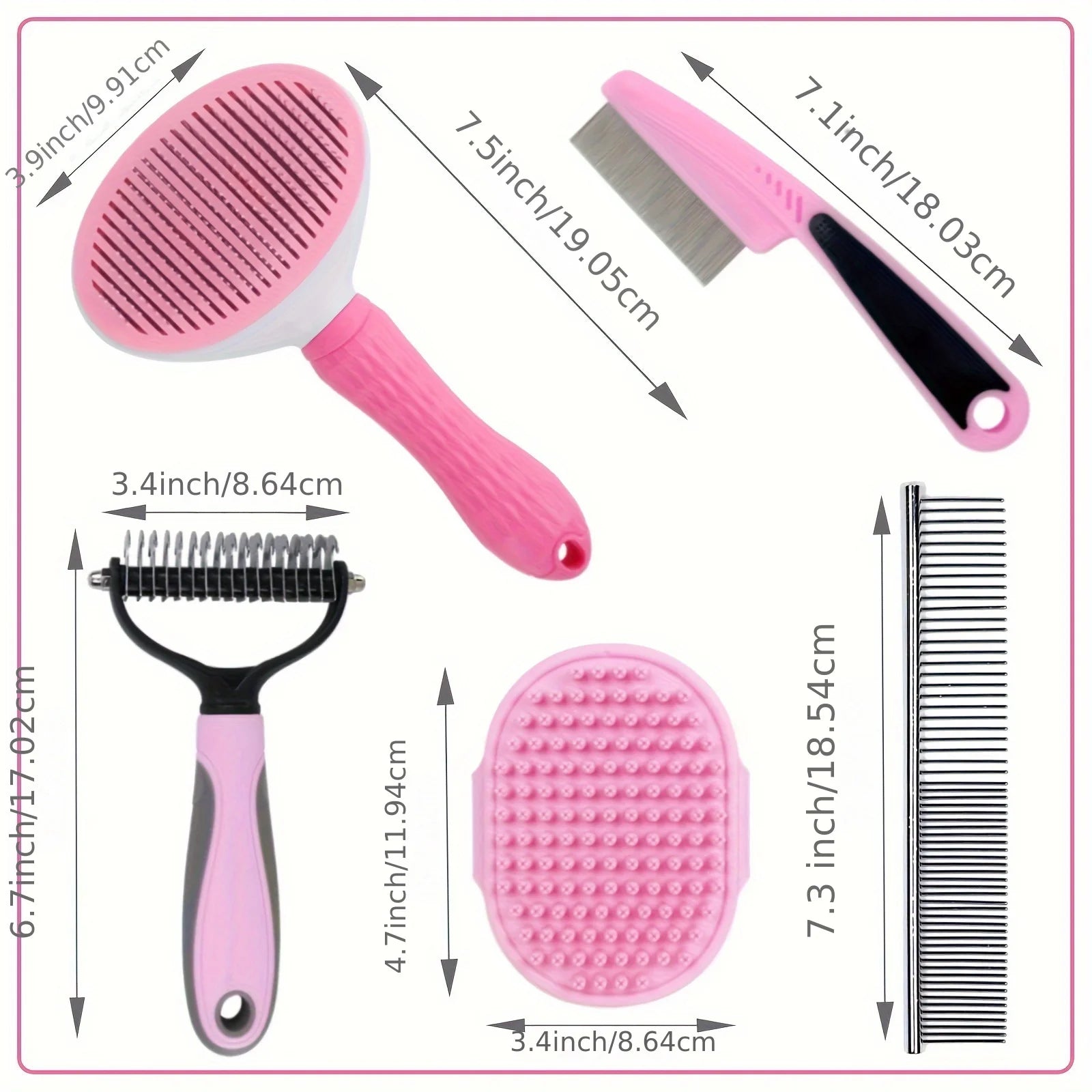 Dog Grooming 5-Piece Set – Complete Dog Brush & Hair Comb Kit for a Tangle-Free Coat