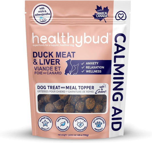 Natural Duck Dog Treats for Stress Relief - Dog Separation Anxiety, Stress Reduction, Aggression Relief - Support Calm, Immunity Health (4.6 Ounces)