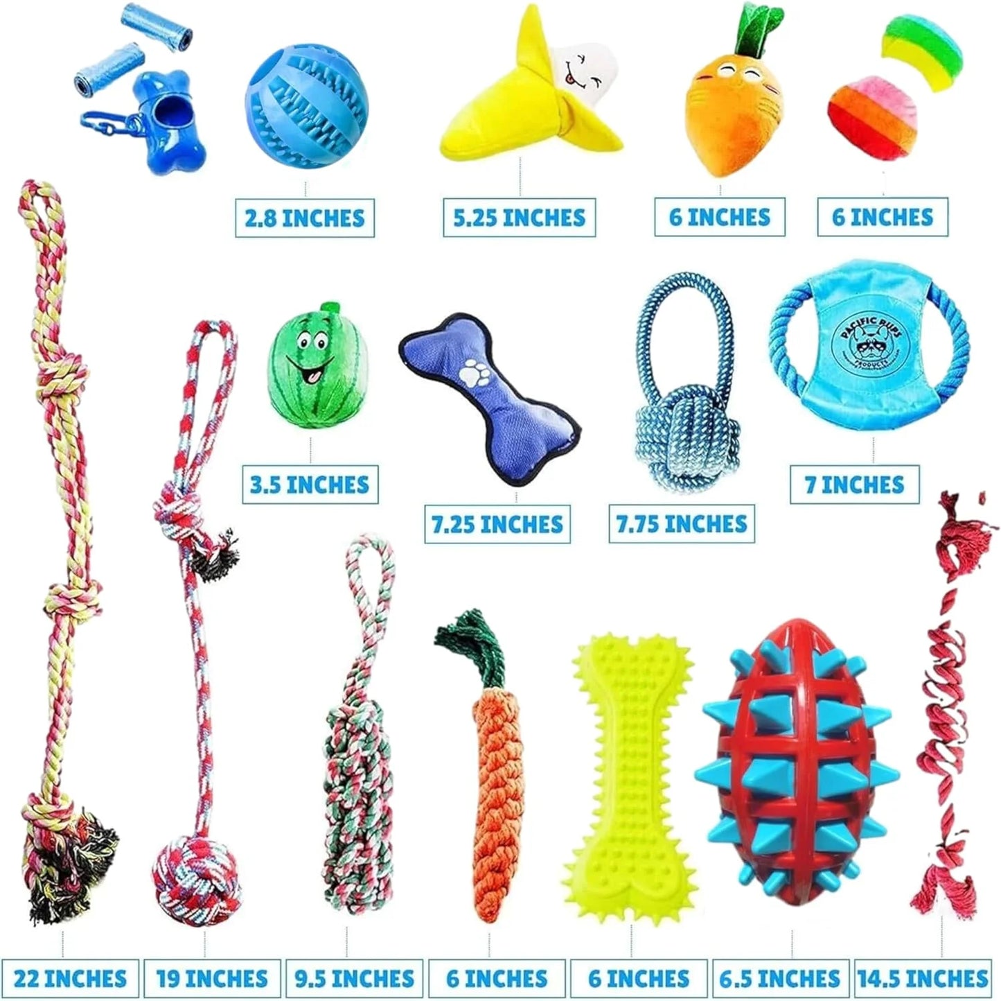 18-Pack Dog Chew Toys – Plush, Rope, and Interactive Toys for Dogs and Puppies