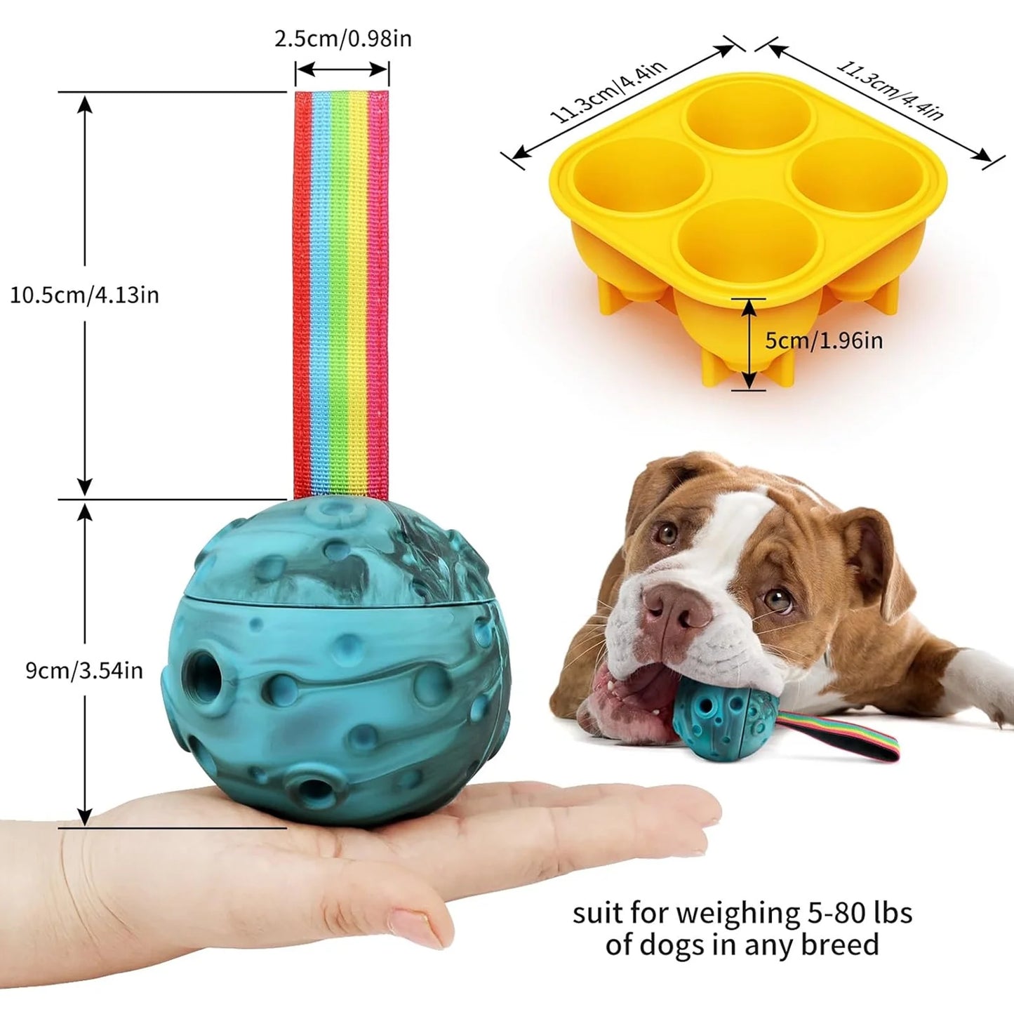 Interactive Treat Dispensing Dog Toy – Large Chew Toy, Freezable & Fillable Rubber Puzzle Toy to Reduce Anxiety, Easy to Clean