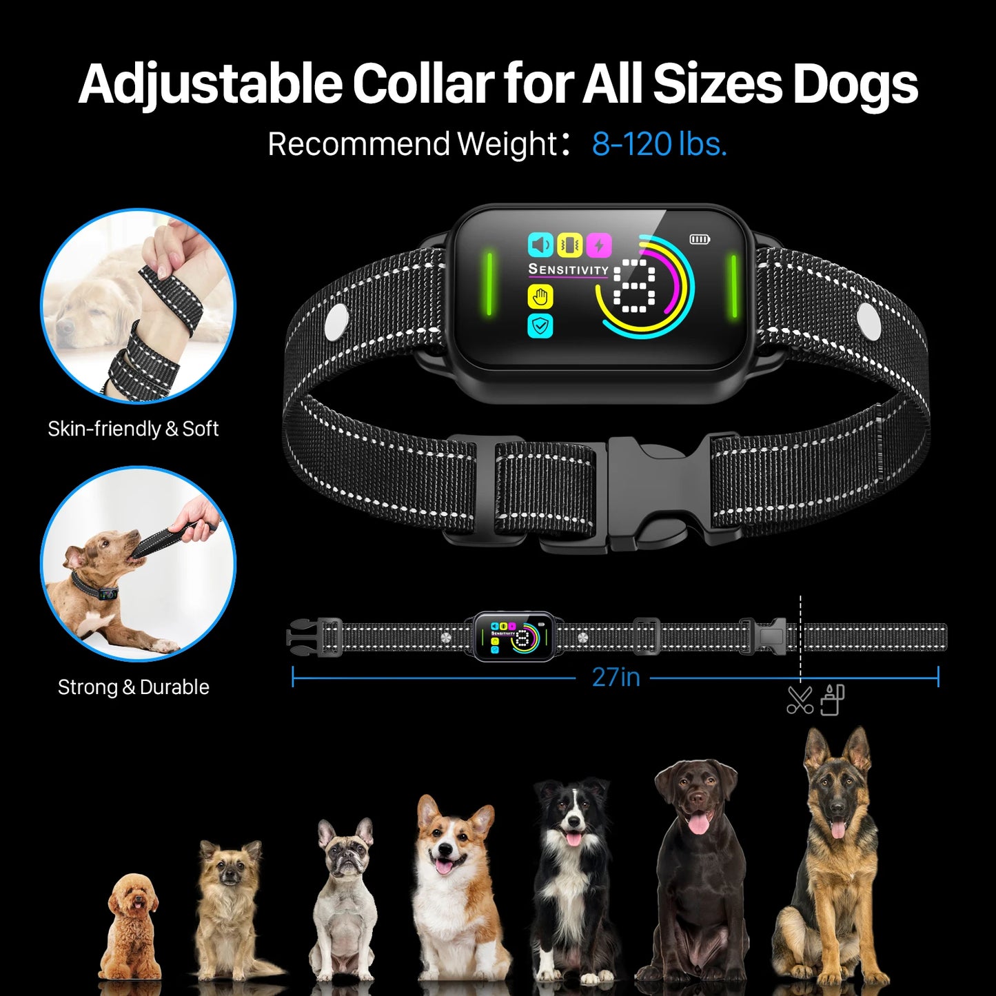 Anti-Bark Training Collar – Waterproof Electric Bark Control for Dogs with Vibration Function