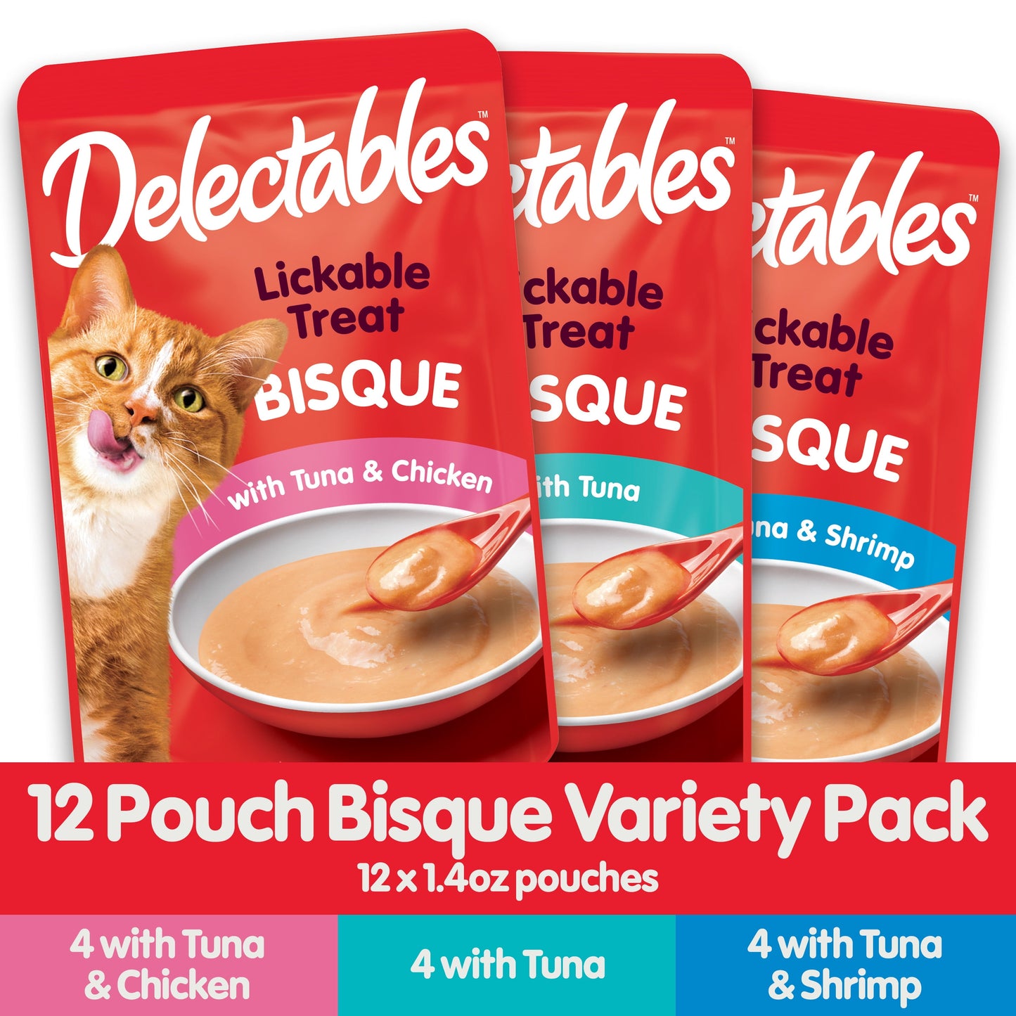 Lickable Cat Treats Bisque Variety Pack, 12 Count (16.8 Oz.)