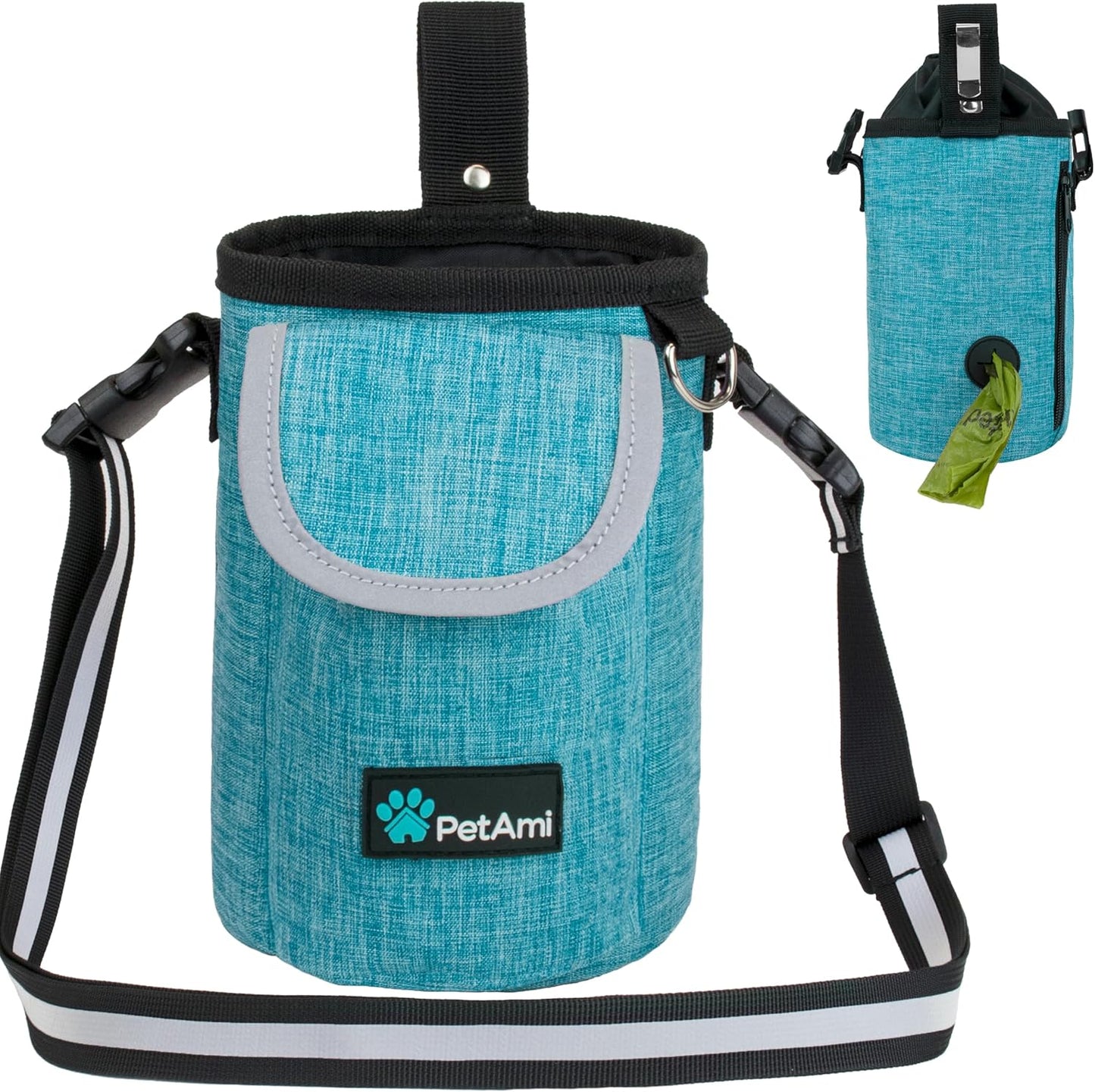 Large Dog Treat Pouch – Versatile Training Bag with Pocket, Poop Bag Dispenser & 3 Ways to Wear (Turquoise)