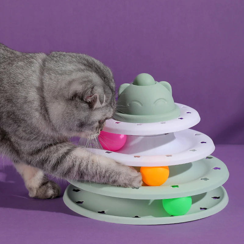 3/4 Levels Interactive Cat Toy Tower – Intelligence Training Amusement Plate for Cats