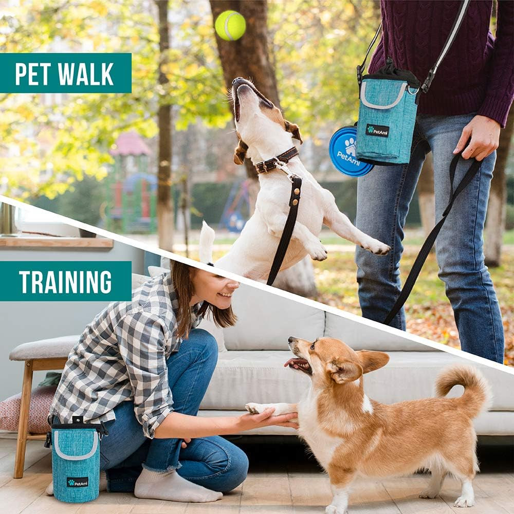 Large Dog Treat Pouch – Versatile Training Bag with Pocket, Poop Bag Dispenser & 3 Ways to Wear (Turquoise)