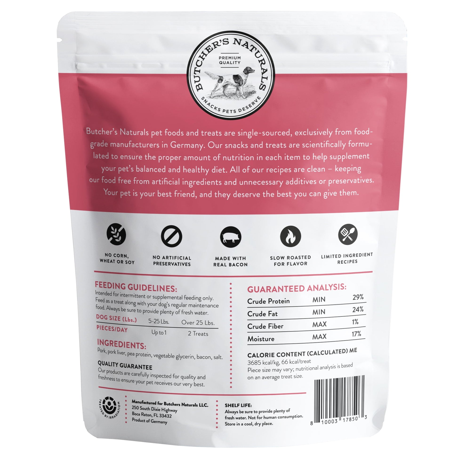 Butcher’S Naturals Dry Pork & Bacon Jerky Treats for Dogs, 16 Oz