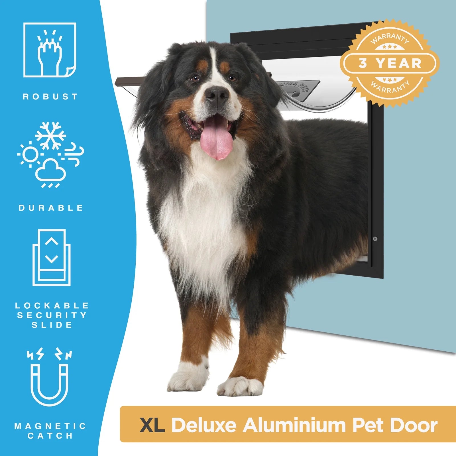 Black Deluxe Aluminum Extra Large Pet Door: Freedom and Convenience for Your Pets!