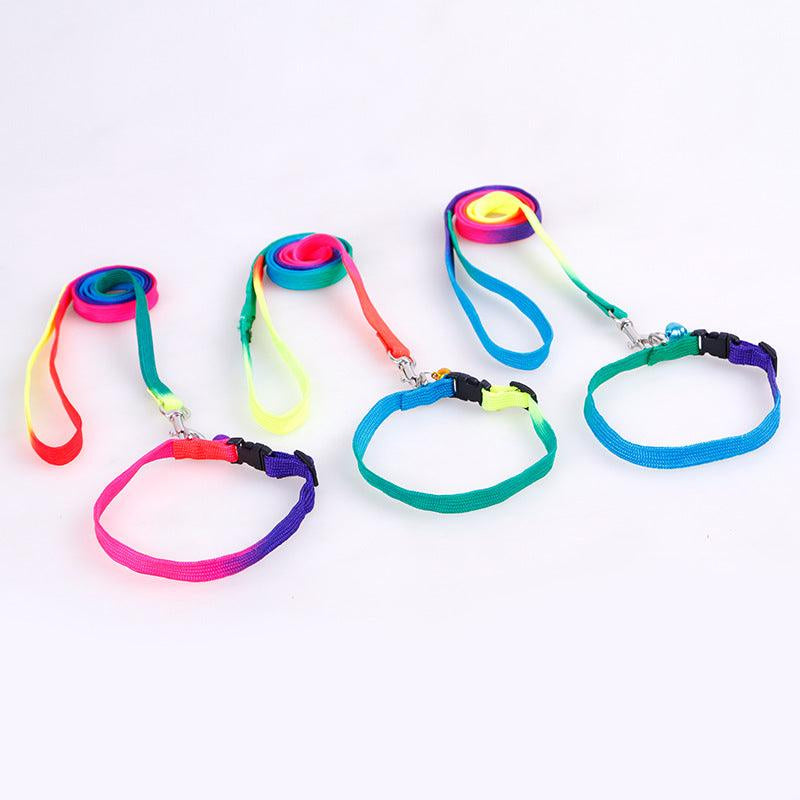 Rainbow Round Cat Collar & Leash | Durable & Stylish Cat Leash for Outdoor Adventures