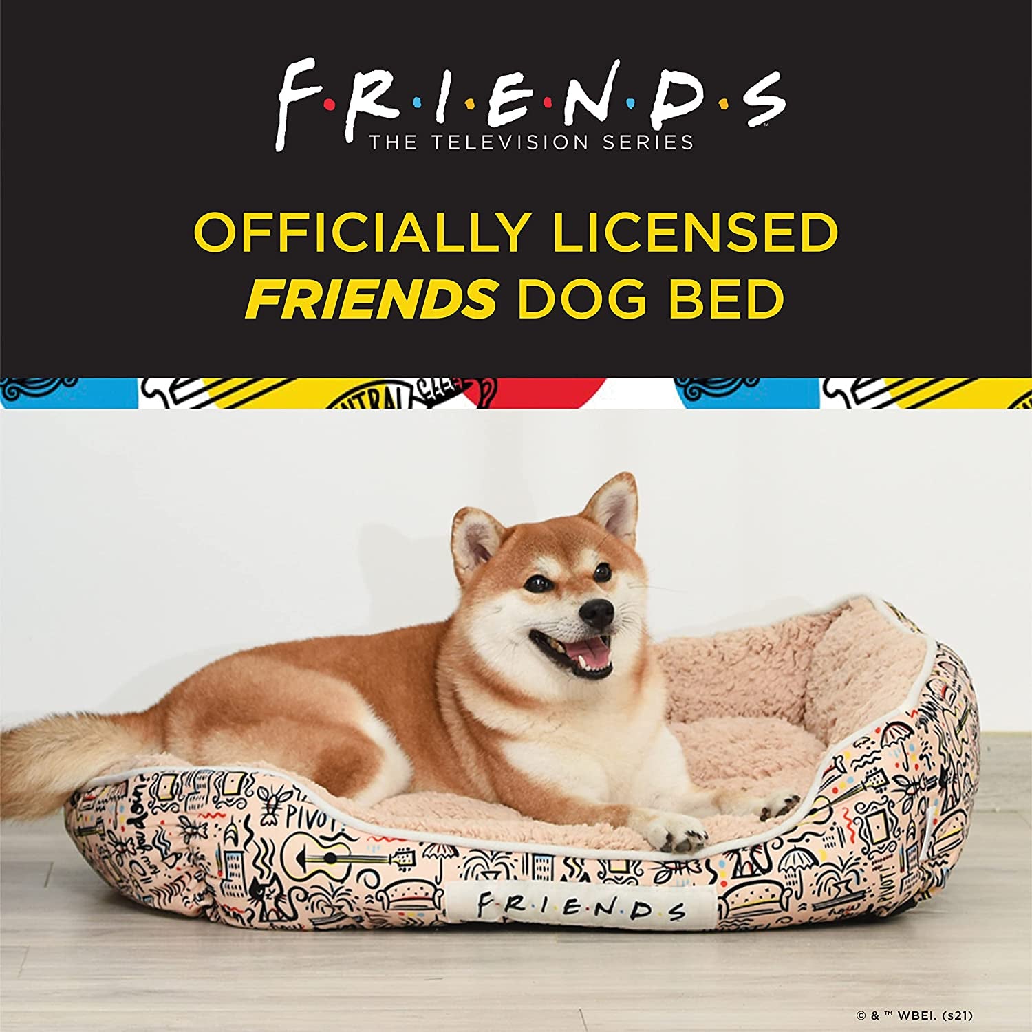 City Doodle Cuddler Dog Bed | Durable Washable Bed | Friends TV Show Merchandise for Dogs