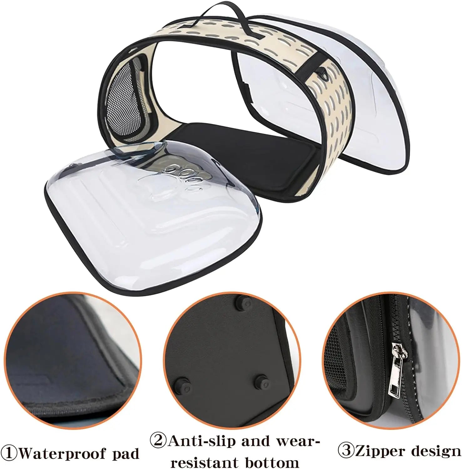 On-the-Go Comfort: Transparent Foldable Carrier Bag for Dogs and Cats