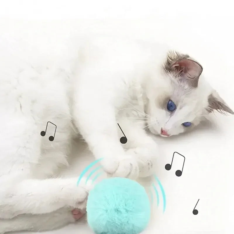 Interactive Plush Ball for Cats: Electric Toy with Sounds for Playful Kittens