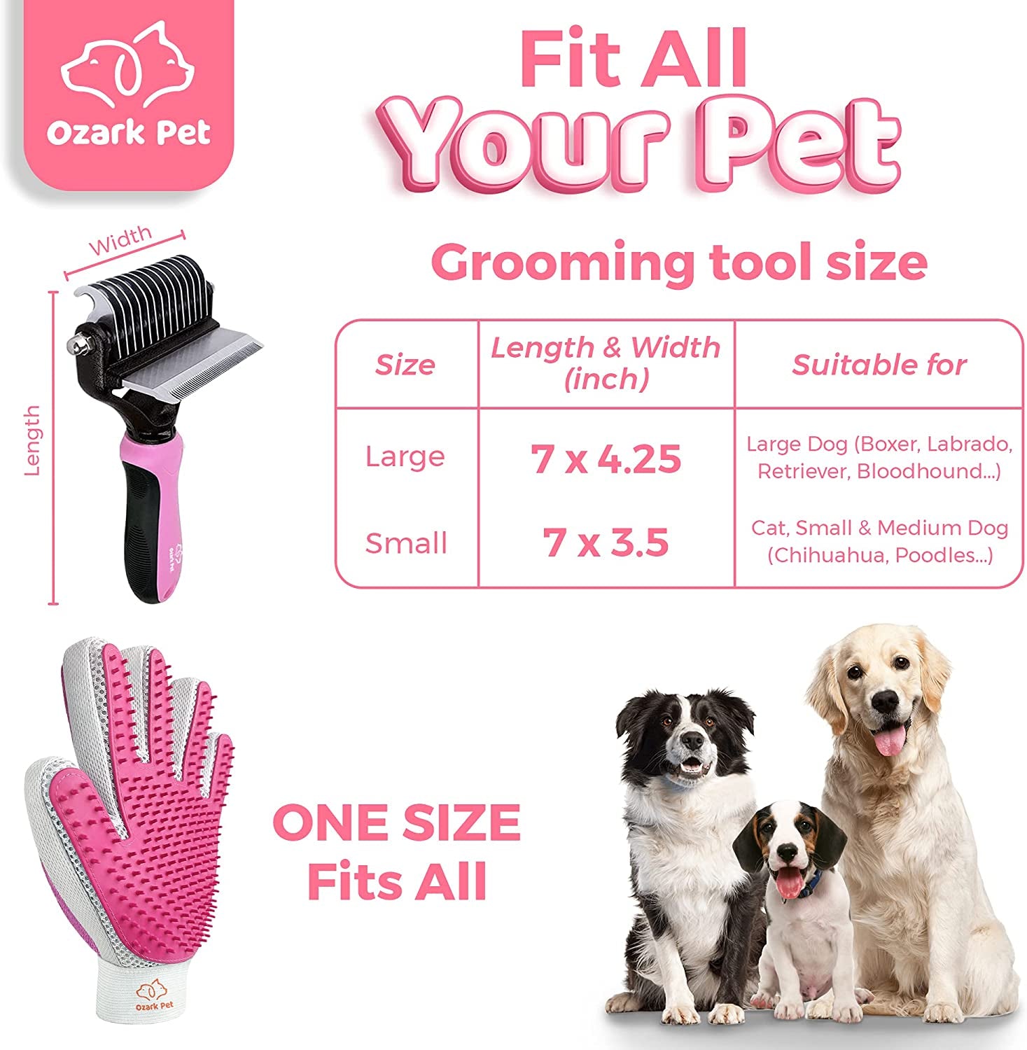 Deshedding & Dematting Brush: Reduces Shedding Up to 95% for All Breeds