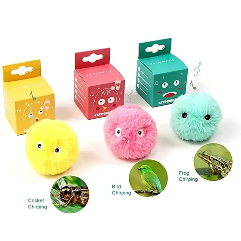 Interactive Plush Ball for Cats: Electric Toy with Sounds for Playful Kittens